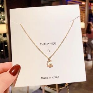 Moon Dainty Layered Necklace| Sterling Silver